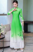 Load image into Gallery viewer, 3/4 Sleeve Floral Print Full Length Chiffon Ao Dai Dress
