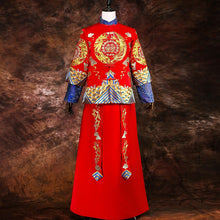 Muatkan imej ke dalam penonton Galeri, Dragon &amp; Phoenix Embroidery Brocade Traditional Chinese Groom Suit
