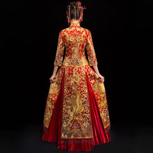 Muatkan imej ke dalam penonton Galeri, Phoenix Embroidery Pleated Skirt Retro Chinese Wedding Suit
