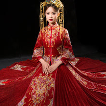 Load image into Gallery viewer, Mandarin Sleeve Pleated Skirt Retro Embroidery Chinese Wedding Suit
