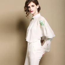 Muatkan imej ke dalam penonton Galeri, Floral Embroidery Chiffon Shawl Cloak Bolero Jacket
