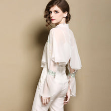 Muatkan imej ke dalam penonton Galeri, Floral Embroidery Chiffon Shawl Cloak Bolero Jacket
