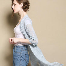 Load image into Gallery viewer, Open Front Floral Mulberry Silk Chinese Style Long Women&#39;s Shirt
