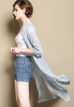 Load image into Gallery viewer, Open Front Floral Mulberry Silk Chinese Style Long Women&#39;s Shirt
