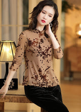 Load image into Gallery viewer, 3/4 Sleeve Floral Embroidery Cheongsam Top Chinese Blouse
