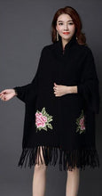 Load image into Gallery viewer, All Matched Chinese Style Floral Sweater Shawl with Tassels
