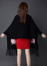 Load image into Gallery viewer, All Matched Chinese Style Floral Sweater Shawl with Tassels
