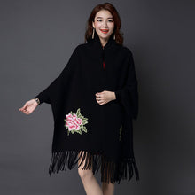 Load image into Gallery viewer, All Matched Chinese Style Floral Sweater Shawl with Tassels
