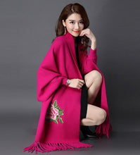 Load image into Gallery viewer, All Matched Chinese Style Floral Sweater Shawl with Tassels
