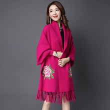 Load image into Gallery viewer, All Matched Chinese Style Floral Sweater Shawl with Tassels
