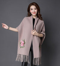 Load image into Gallery viewer, All Matched Chinese Style Floral Sweater Shawl with Tassels
