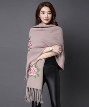 Load image into Gallery viewer, All Matched Chinese Style Floral Sweater Shawl with Tassels
