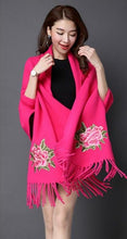 Load image into Gallery viewer, All Matched Chinese Style Floral Sweater Shawl with Tassels
