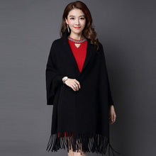 Load image into Gallery viewer, Two-sided Batwing Sleeves Sweater Shawl with Tassels
