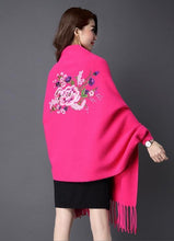 Load image into Gallery viewer, Two-sided Batwing Sleeves Sweater Shawl with Tassels
