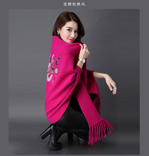 Load image into Gallery viewer, Two-sided Batwing Sleeves Sweater Shawl with Tassels
