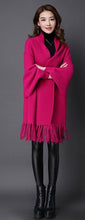 Load image into Gallery viewer, Two-sided Batwing Sleeves Sweater Shawl with Tassels
