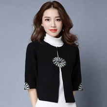 Load image into Gallery viewer, Open Front Floral Embroidery Chinese Style Women&#39;s Cardigan
