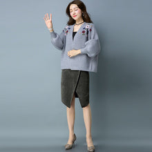 Load image into Gallery viewer, Open Front Floral Embroidery Chinese Style Baggy Women&#39;s Cardigan
