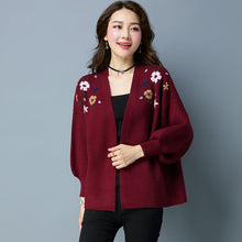 Load image into Gallery viewer, Open Front Floral Embroidery Chinese Style Baggy Women&#39;s Cardigan
