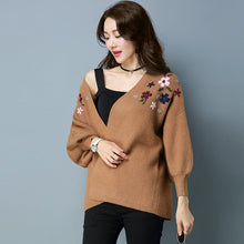 Load image into Gallery viewer, Open Front Floral Embroidery Chinese Style Baggy Women&#39;s Cardigan
