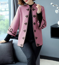 Load image into Gallery viewer, 3/4 Sleeve Floral Embroidery Chinese Style Knit Coat Shawl
