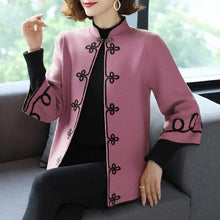 Load image into Gallery viewer, 3/4 Sleeve Floral Embroidery Chinese Style Knit Coat Shawl
