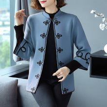 Load image into Gallery viewer, 3/4 Sleeve Floral Embroidery Chinese Style Knit Coat Shawl
