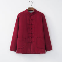 Load image into Gallery viewer, Front Opening Woolen Traditional Chinese Style Thick Wadded Coat
