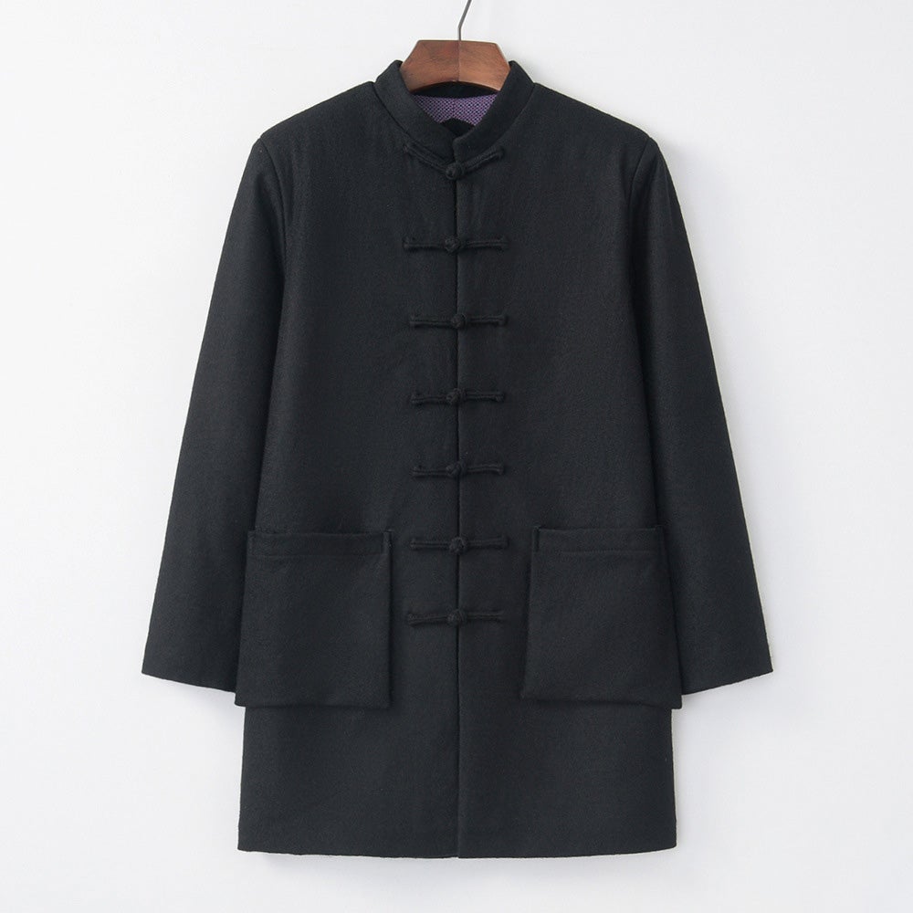 Mandarin Collar Woolen Chinese Style Wind Coat