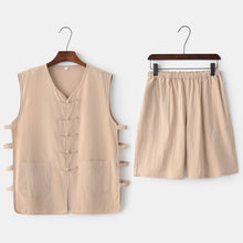 Muatkan imej ke dalam penonton Galeri, Waistcoat Top with Short Pants Chinese Style Kung Fu Suit
