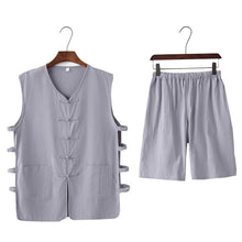 Load image into Gallery viewer, Waistcoat Top with Short Pants Chinese Style Kung Fu Suit
