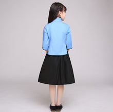 Muatkan imej ke dalam penonton Galeri, Cheongsam Top Knee Length Skirt Girl&#39;s Suit School Uniform
