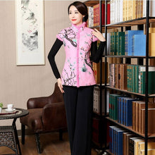 Load image into Gallery viewer, Stand Collar &amp; Fur Edge Floral Chinese Style Wadded Waistcoat Vest
