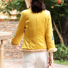 Load image into Gallery viewer, Floral Embroidery Chinese Style Silk Wadded Coat
