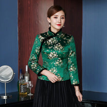 Load image into Gallery viewer, 3/4 Sleeve Floral Brocade Traditional Chinese Wadded Coat
