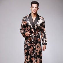 Muatkan imej ke dalam penonton Galeri, Dragon &amp; Phoenix Pattern Silk Blend Loungewear Sleepwear Bathrobe
