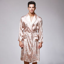 Muatkan imej ke dalam penonton Galeri, Dragon &amp; Phoenix Pattern Silk Blend Loungewear Sleepwear Bathrobe
