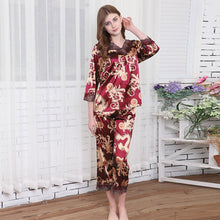 Muatkan imej ke dalam penonton Galeri, Dragons Pattern 2-pieces Silk Blend Loungewear Nightwear Pajamas
