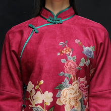 Load image into Gallery viewer, Mandarin Collar Half Sleeve Cheongsam Top Floral Chinese Shirt
