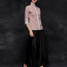 Muatkan imej ke dalam penonton Galeri, Half Sleeve Mandarin Collar Checks Pattern Traditional Chinese Shirt
