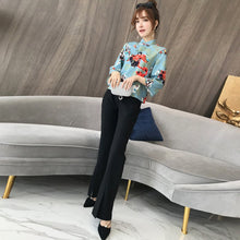 Muatkan imej ke dalam penonton Galeri, 3/4 Sleeve Mandarin Collar Japanese Kimono Style Blouse
