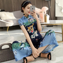 Muatkan imej ke dalam penonton Galeri, Floral Cheongsam Top Chinese Style Women&#39;s Jumpsuit
