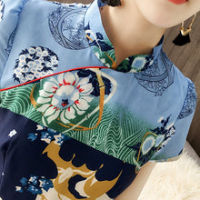 Muatkan imej ke dalam penonton Galeri, Floral Cheongsam Top Chinese Style Women&#39;s Jumpsuit
