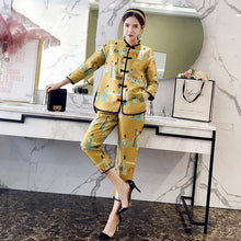 Muatkan imej ke dalam penonton Galeri, 3/4 Sleeve Tea Length Brocade Chinese Style Women&#39;s Suit
