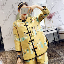 Muatkan imej ke dalam penonton Galeri, 3/4 Sleeve Tea Length Brocade Chinese Style Women&#39;s Suit
