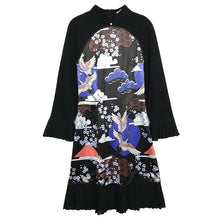 Muatkan imej ke dalam penonton Galeri, Mandarin Sleeve Pleasted Skirt Cheongsam Chinese Dress
