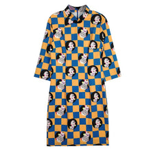 Load image into Gallery viewer, Plaids &amp; Checks Pattern Half Sleeve Modern Cheongsam Chinese Dress
