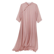 Muatkan imej ke dalam penonton Galeri, 3/4 Sleeve Cheongsam Top Retro Chiffon Chinese Dress
