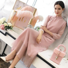 Muatkan imej ke dalam penonton Galeri, 3/4 Sleeve Cheongsam Top Retro Chiffon Chinese Dress
